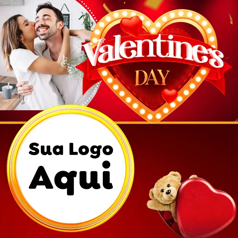 Modelo de Rede Social para Feed Facebook com o tema Valentine's Day para Supermercado