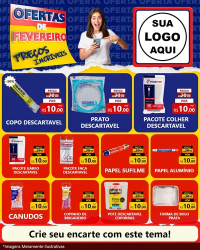 Modelo de Rede Social para Feed Instagram com o tema Ofertas de Fevereiro - Preços Incríveis para Embalagens
