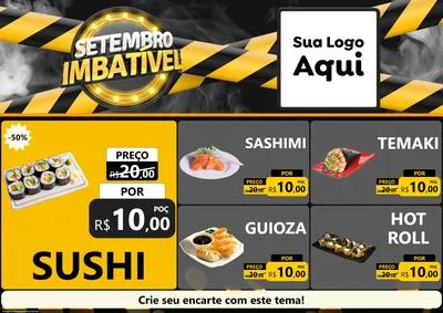 Modelo de Encarte para Encarte A4 Horizontal com o tema Setembro Imbatível para Comida japonesa