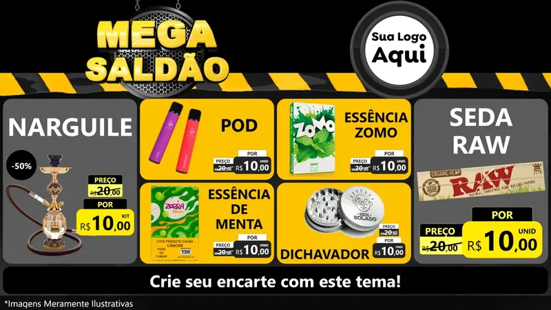 Modelo de TV para TV Horizontal com o tema Mega Saldão para Tabacaria