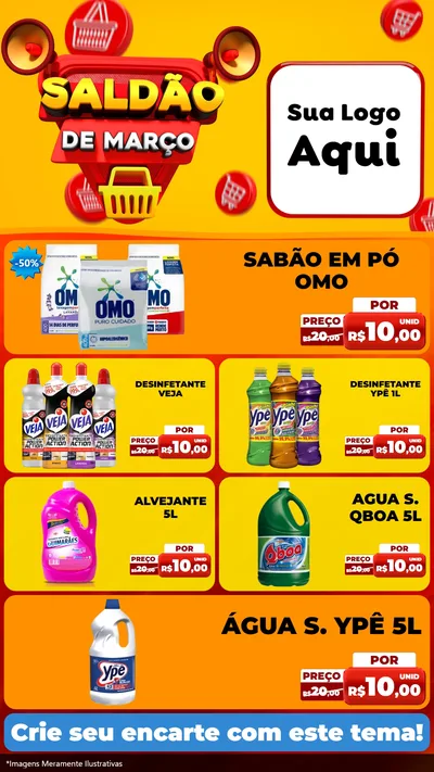 Modelo de TV para TV Vertical com o tema Saldão de Março para Produtos de Limpeza