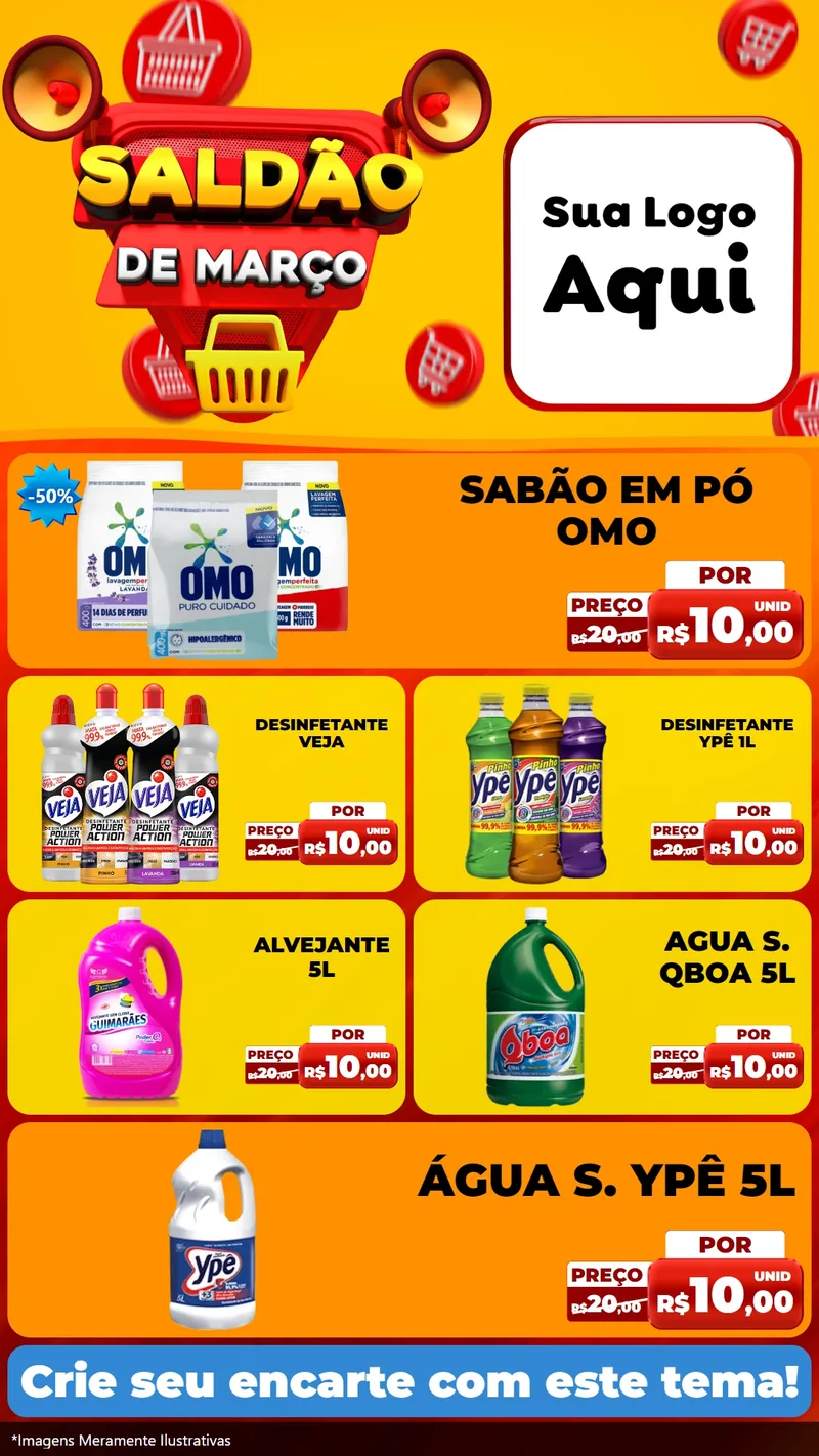 Modelo de TV para TV Vertical com o tema Saldão de Março para Produtos de Limpeza