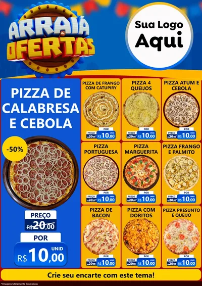 Modelo de Encarte para Encarte A4 Vertical com o tema Arraiá de Ofertas - Junina para Pizzaria