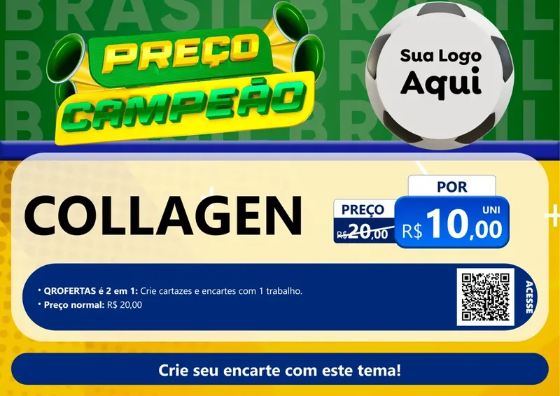 Modelo de Cartaz para Cartaz A4 Horizontal com o tema Preço Campeão - Copa para Suplementos alimentares