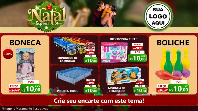 Modelo de TV para TV Horizontal com o tema Natal Especial para Brinquedos