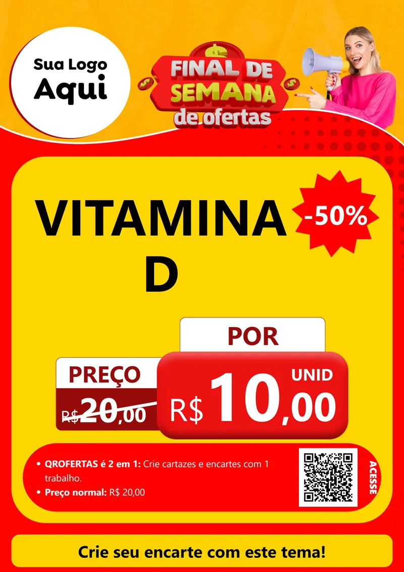 Modelo de Cartaz para Cartaz A4 Vertical com o tema Final de Semana de Ofertas para Farmácia