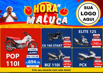 Modelo de Encarte para Encarte A4 Horizontal com o tema Hora Maluca para Concessionaria de Motos