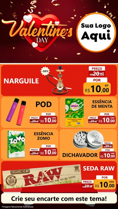 Modelo de TV para TV Vertical com o tema Valentine's Day para Tabacaria