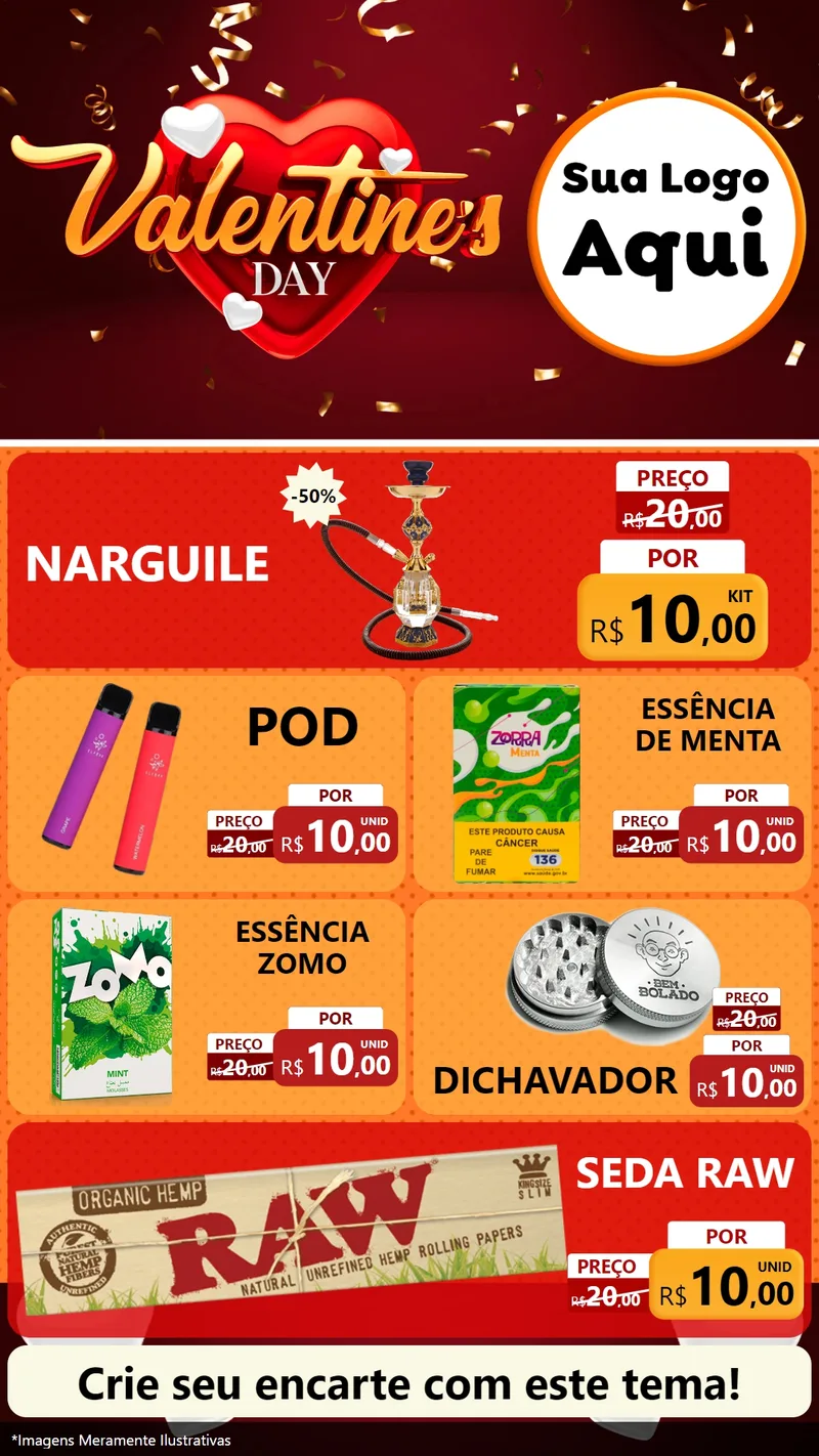 Modelo de TV para TV Vertical com o tema Valentine's Day para Tabacaria