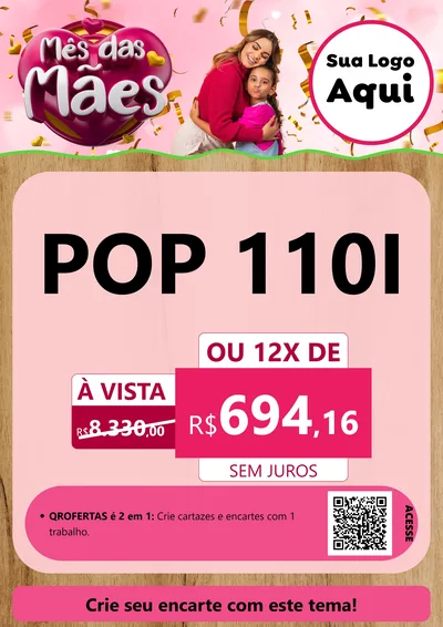 Modelo de Cartaz para Cartaz A4 Vertical com o tema Mês das Mães para Concessionaria de Motos