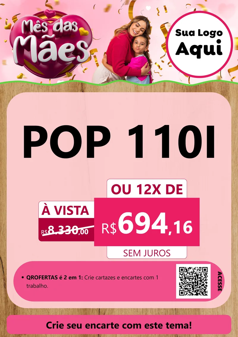 Modelo de Cartaz para Cartaz A4 Vertical com o tema Mês das Mães para Concessionaria de Motos