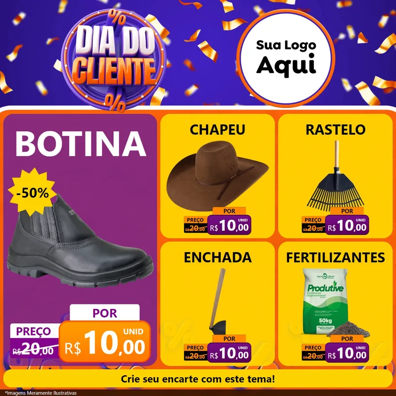 Modelo de Rede Social para Feed Facebook com o tema Dia do Cliente para Agropecuária
