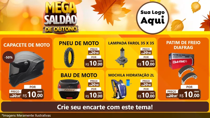 Modelo de TV para TV Horizontal com o tema Mega Saldão de Outono para Moto peças