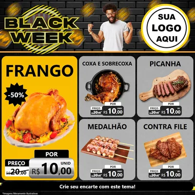 Modelo de Rede Social para Feed Facebook com o tema Black Week para Assados