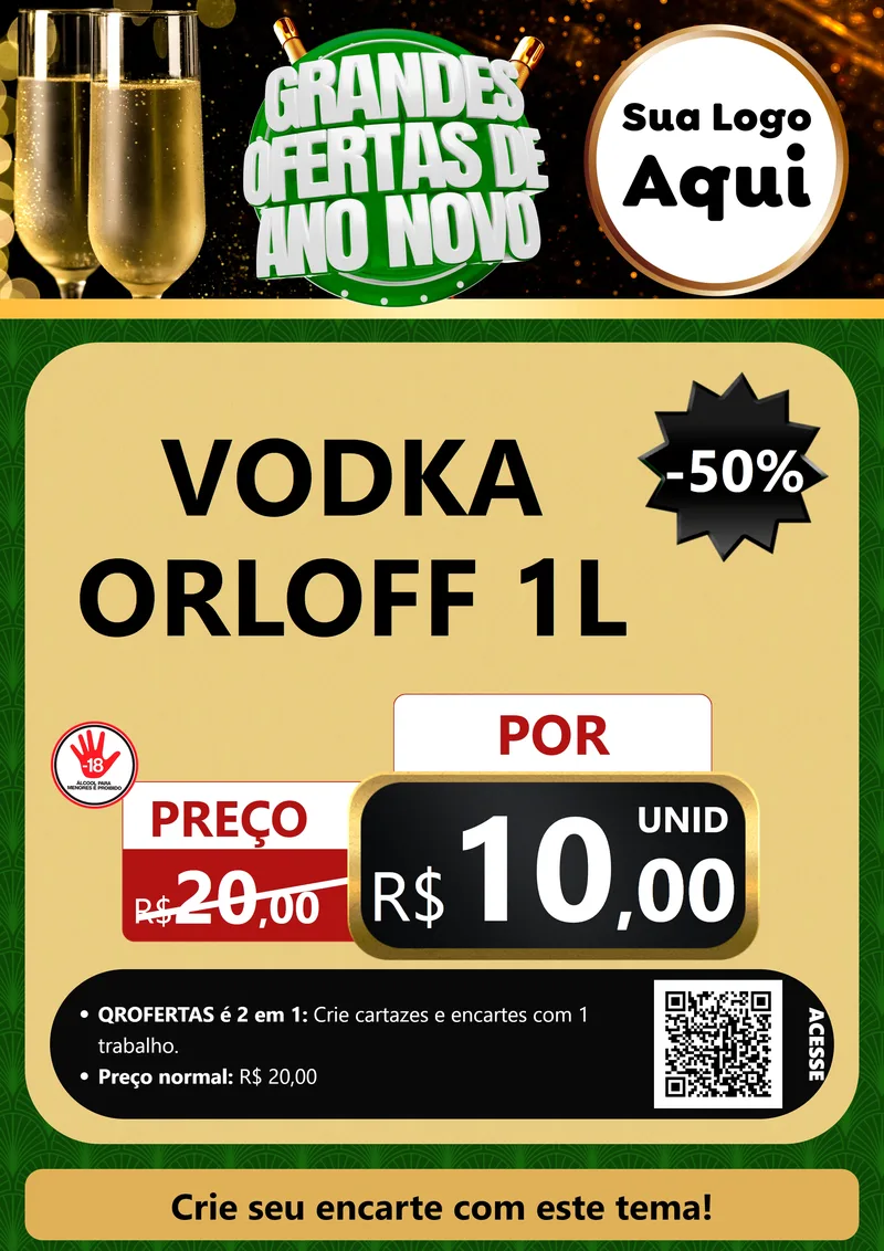 Modelo de Cartaz para Cartaz A4 Vertical com o tema Grandes Ofertas de Ano Novo para Distribuidora de bebidas