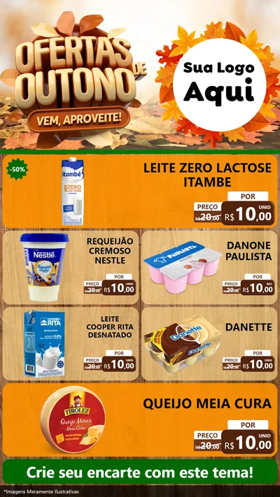 Modelo de TV para TV Vertical com o tema Ofertas de Outono - Vem, Aproveite! para Frios e Laticínios