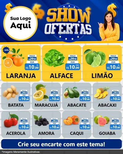 Modelo de Rede Social para Feed Instagram com o tema Show de Ofertas para Hortifrúti