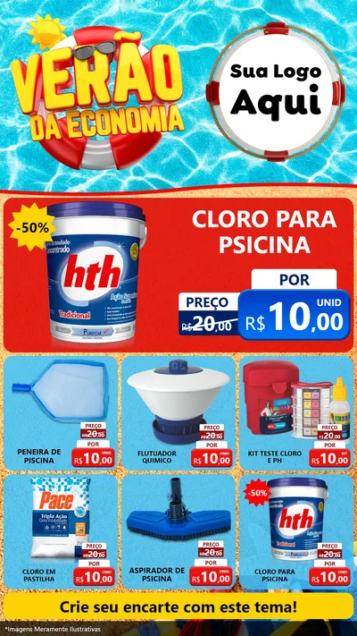 Modelo de Rede Social para Stories com o tema Verão da Economia para Produtos para Piscina