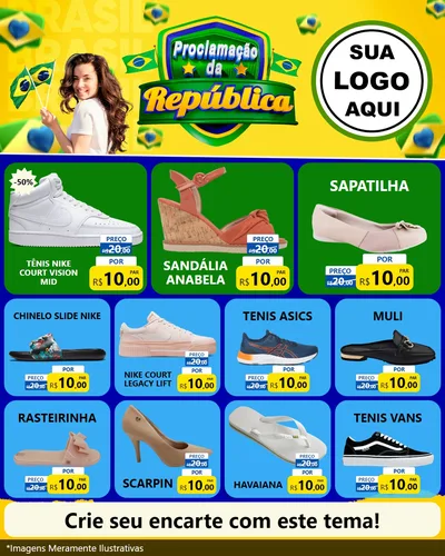 Modelo de Rede Social para Feed Instagram com o tema Proclamação da República para Calçados