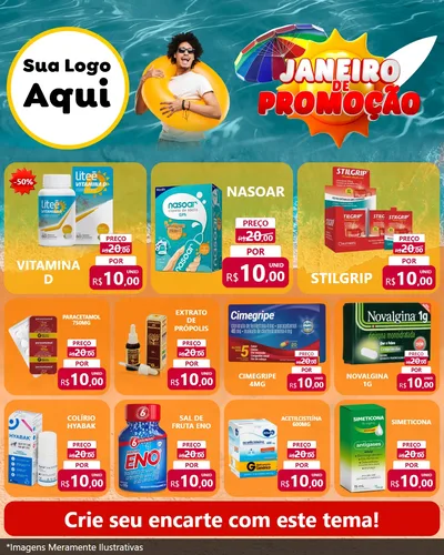 Modelo de Rede Social para Feed Instagram com o tema Janeiro de Promoção para Farmácia