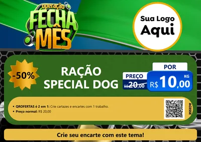 Modelo de Cartaz para Cartaz A4 Horizontal com o tema Operação Fecha Mês para Pet Shop