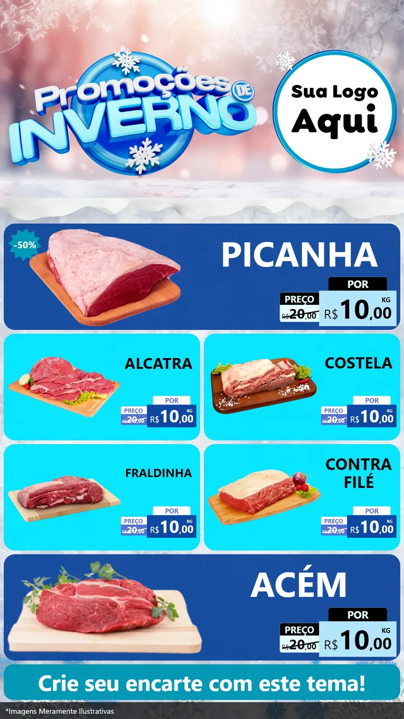 Modelo de TV para TV Vertical com o tema Promoções de Inverno para Açougue
