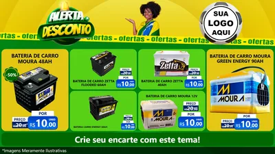 Modelo de TV para TV Horizontal com o tema Alerta de Desconto para Baterias Elétricas