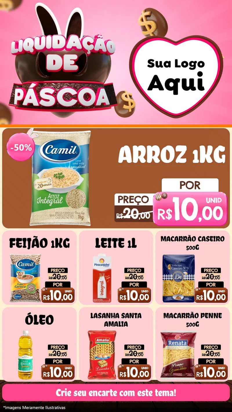 Modelo de Rede Social para Stories com o tema Liquidação de Páscoa para Supermercado
