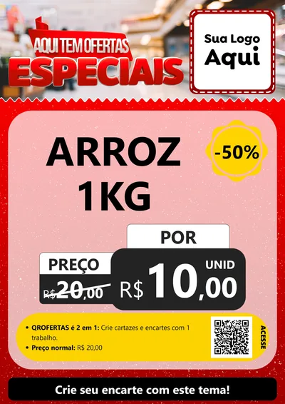 Modelo de Cartaz para Cartaz A4 Vertical com o tema Aqui Tem Ofertas Especiais para Supermercado