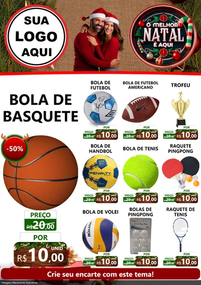 Modelo de Encarte para Encarte A4 Vertical com o tema O Melhor Natal É Aqui para Artigos Esportivos