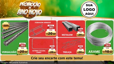 Modelo de TV para TV Horizontal com o tema Promoção de Ano Novo para Ferragens