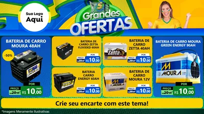 Modelo de TV para TV Horizontal com o tema Grandes Ofertas para Baterias Elétricas