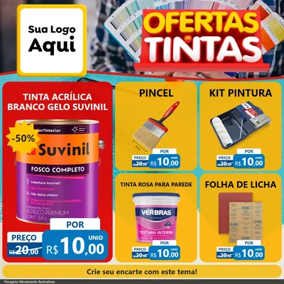 Modelo de Rede Social para Feed Facebook com o tema Ofertas de Tintas para Tintas e Ferramentas