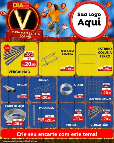 Modelo de Rede Social para Feed Instagram com o tema Dia V - O Dia Mais Barato Do Mês para Ferragens