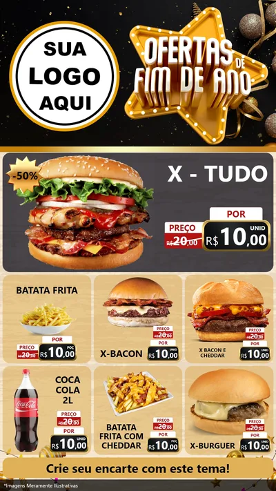 Modelo de Rede Social para Stories com o tema Ofertas de Fim de Ano para Hamburgueria