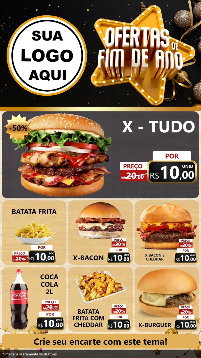 Modelo de Rede Social para Stories com o tema Ofertas de Fim de Ano para Hamburgueria