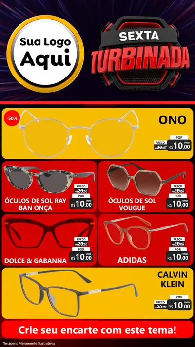 Modelo de TV para TV Vertical com o tema Sexta Turbinada para Óticas
