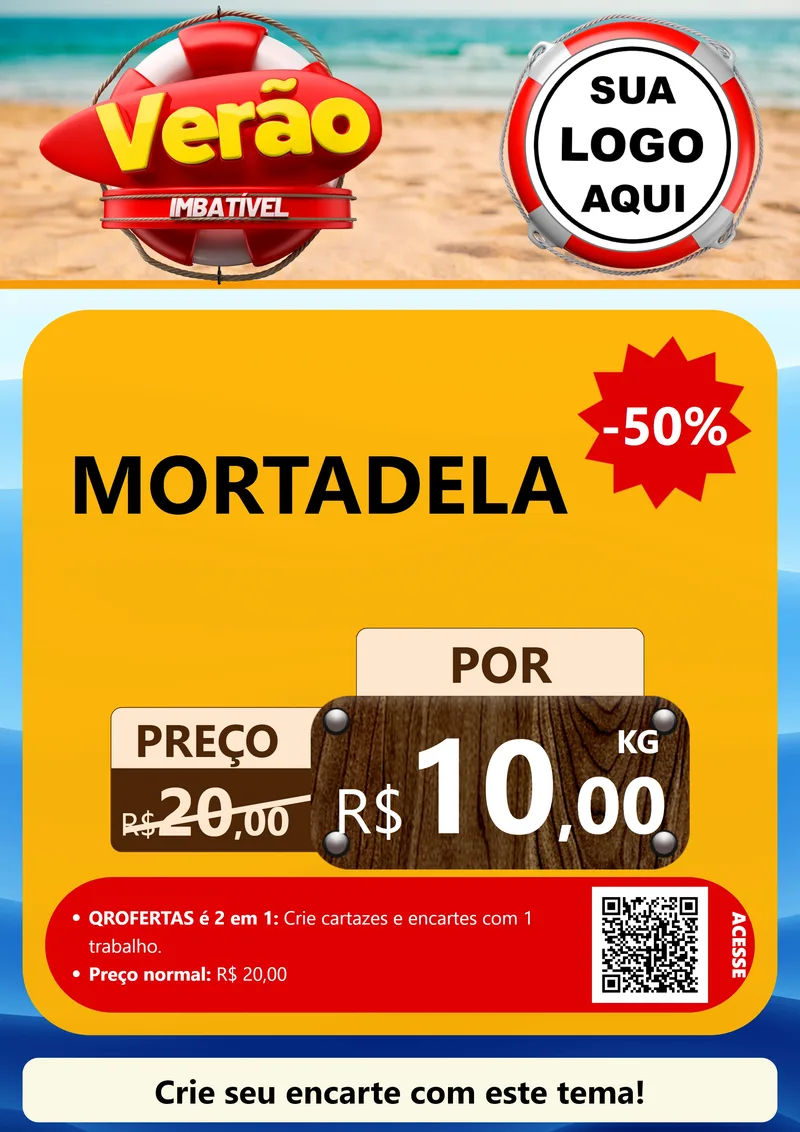 Modelo de Cartaz para Cartaz A4 Vertical com o tema Verão Imbatível para Frios e Laticínios