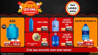 Modelo de TV para TV Horizontal com o tema Oferta do Dia - Só hoje, Aproveite! para Água e gás