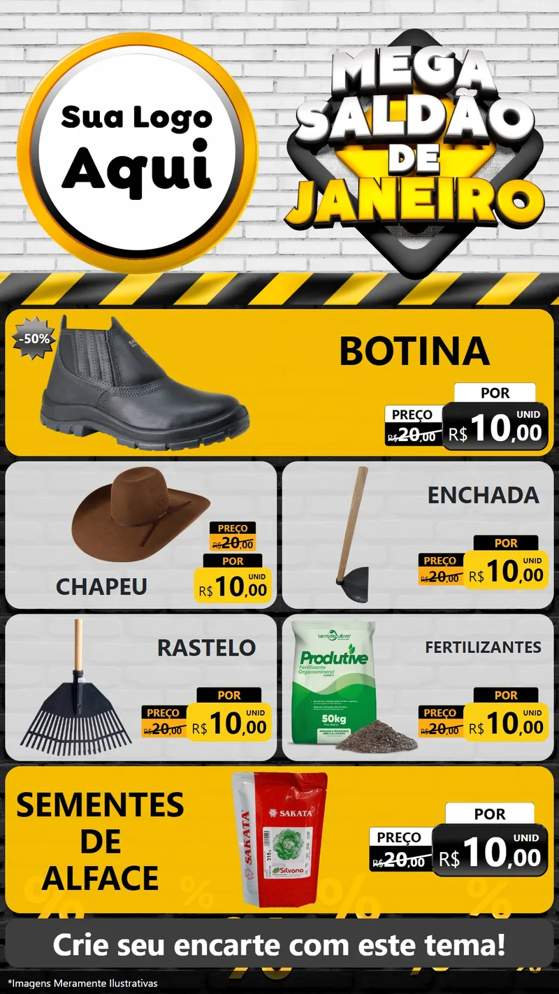 Modelo de TV para TV Vertical com o tema Mega Saldão de Janeiro para Agropecuária