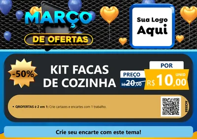 Modelo de Cartaz para Cartaz A4 Horizontal com o tema Março de Ofertas para Utilidades Domésticas