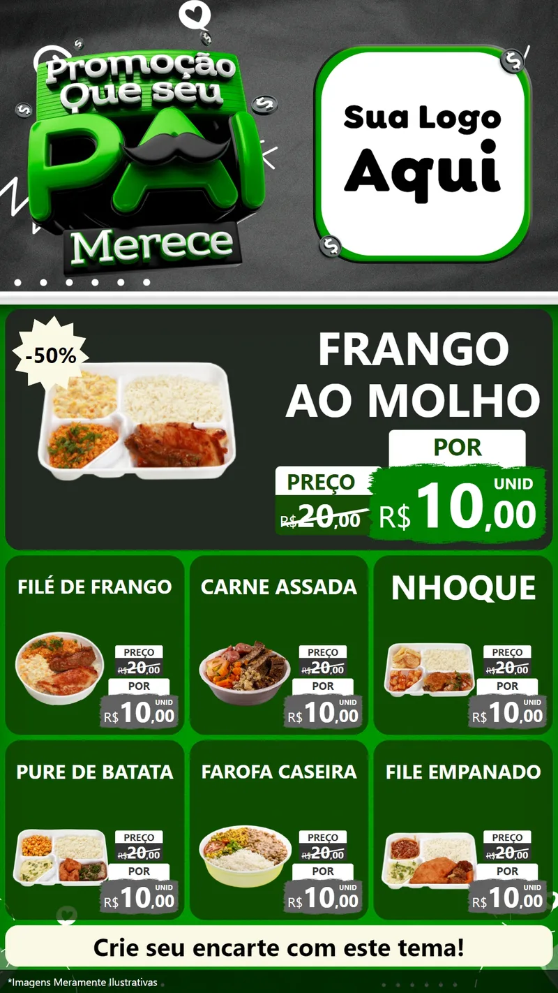 Modelo de Rede Social para Stories com o tema Promoção Que seu Pai Merece para Restaurante
