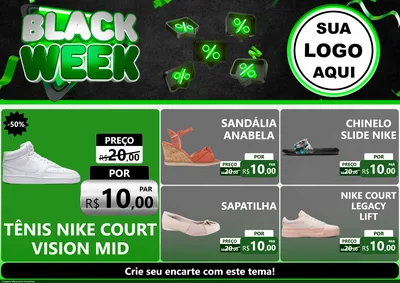 Modelo de Encarte para Encarte A4 Horizontal com o tema Black Week para Calçados