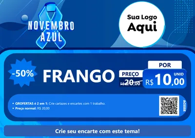 Modelo de Cartaz para Cartaz A4 Horizontal com o tema Novembro Azul para Assados
