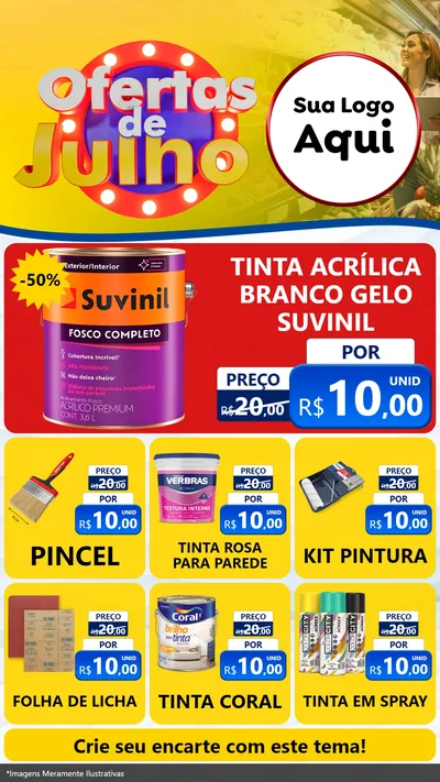 Modelo de Rede Social para Stories com o tema Ofertas de Julho para Tintas e Ferramentas