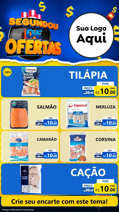 Modelo de TV para TV Vertical com o tema Segundou de Ofertas para Peixaria