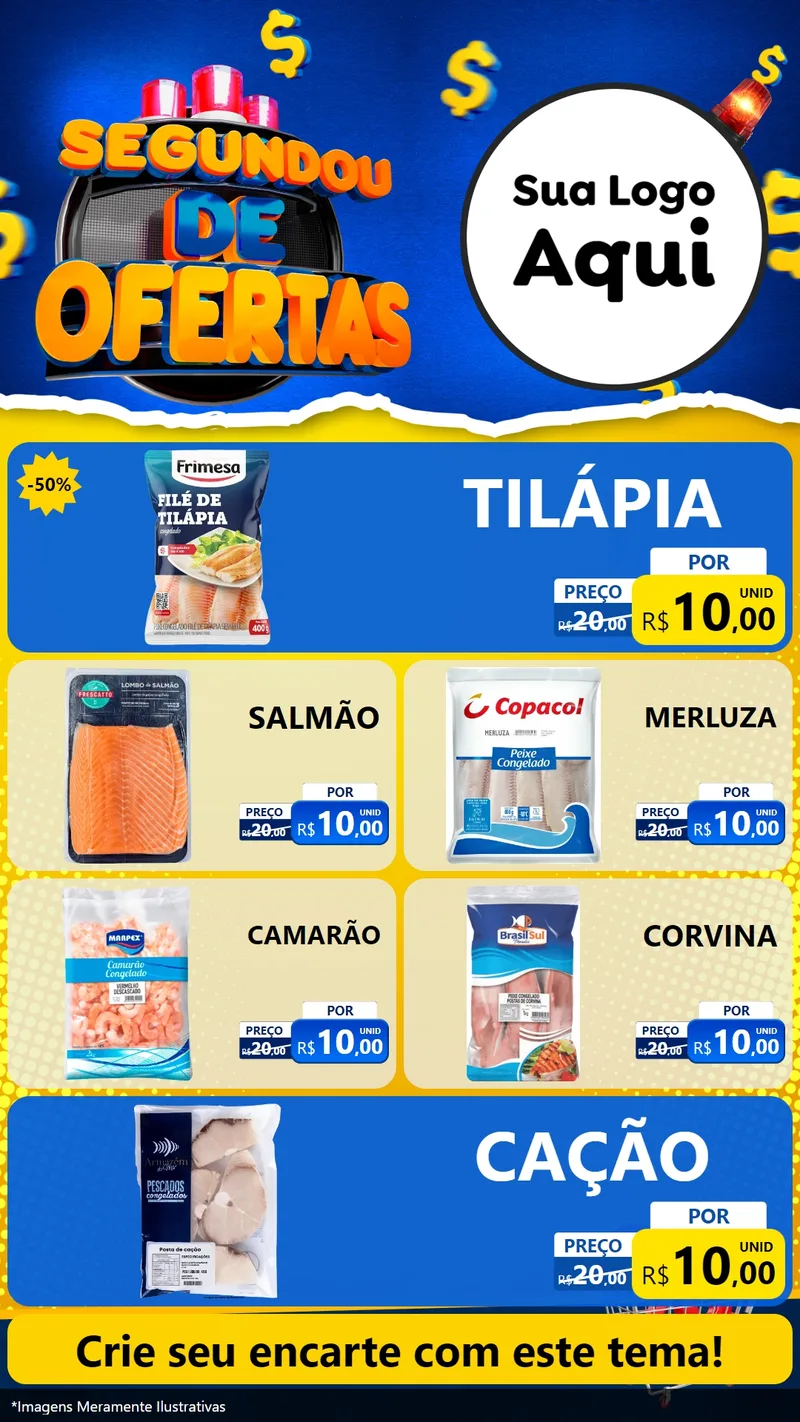 Modelo de TV para TV Vertical com o tema Segundou de Ofertas para Peixaria