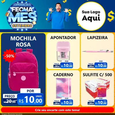Modelo de Rede Social para Feed Facebook com o tema Operação Fecha Mês Setembro para Papelaria