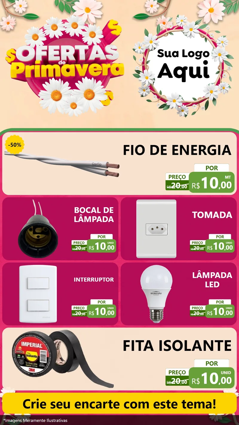 Modelo de TV para TV Vertical com o tema Ofertas de Primavera para Materiais Elétricos