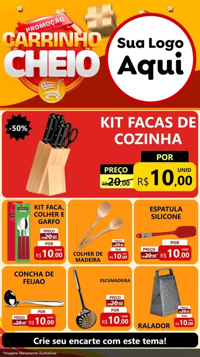 Modelo de Rede Social para Stories com o tema Promoção carrinho cheio para Utilidades Domésticas